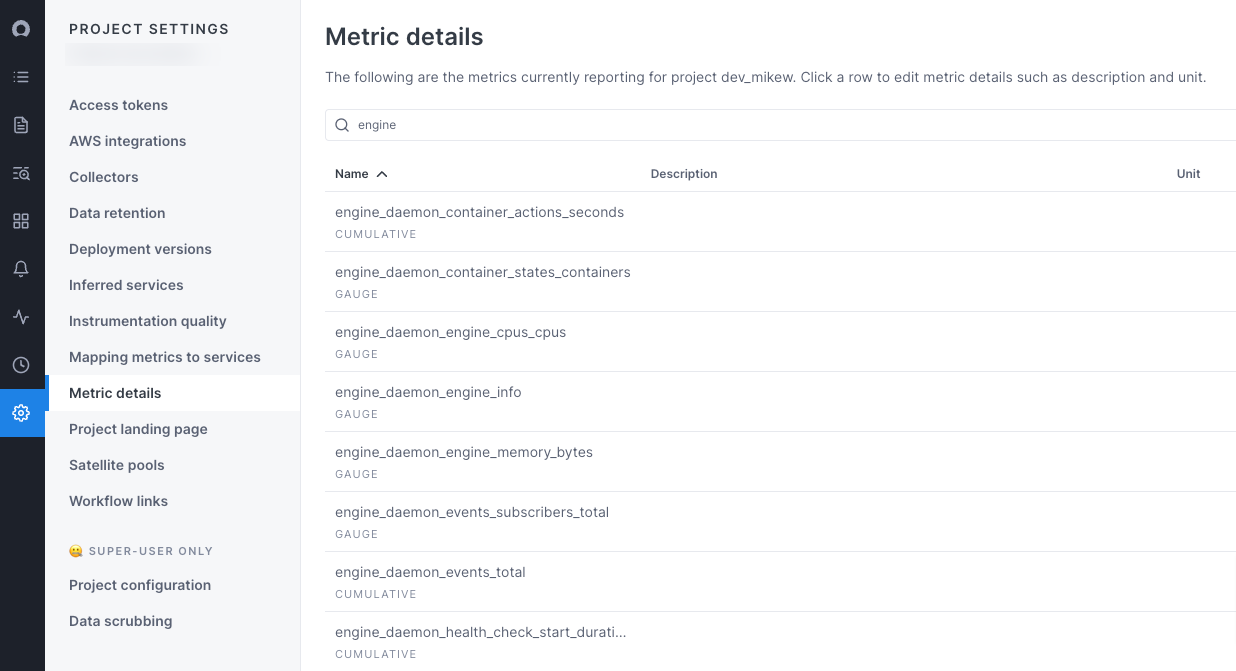 metric details